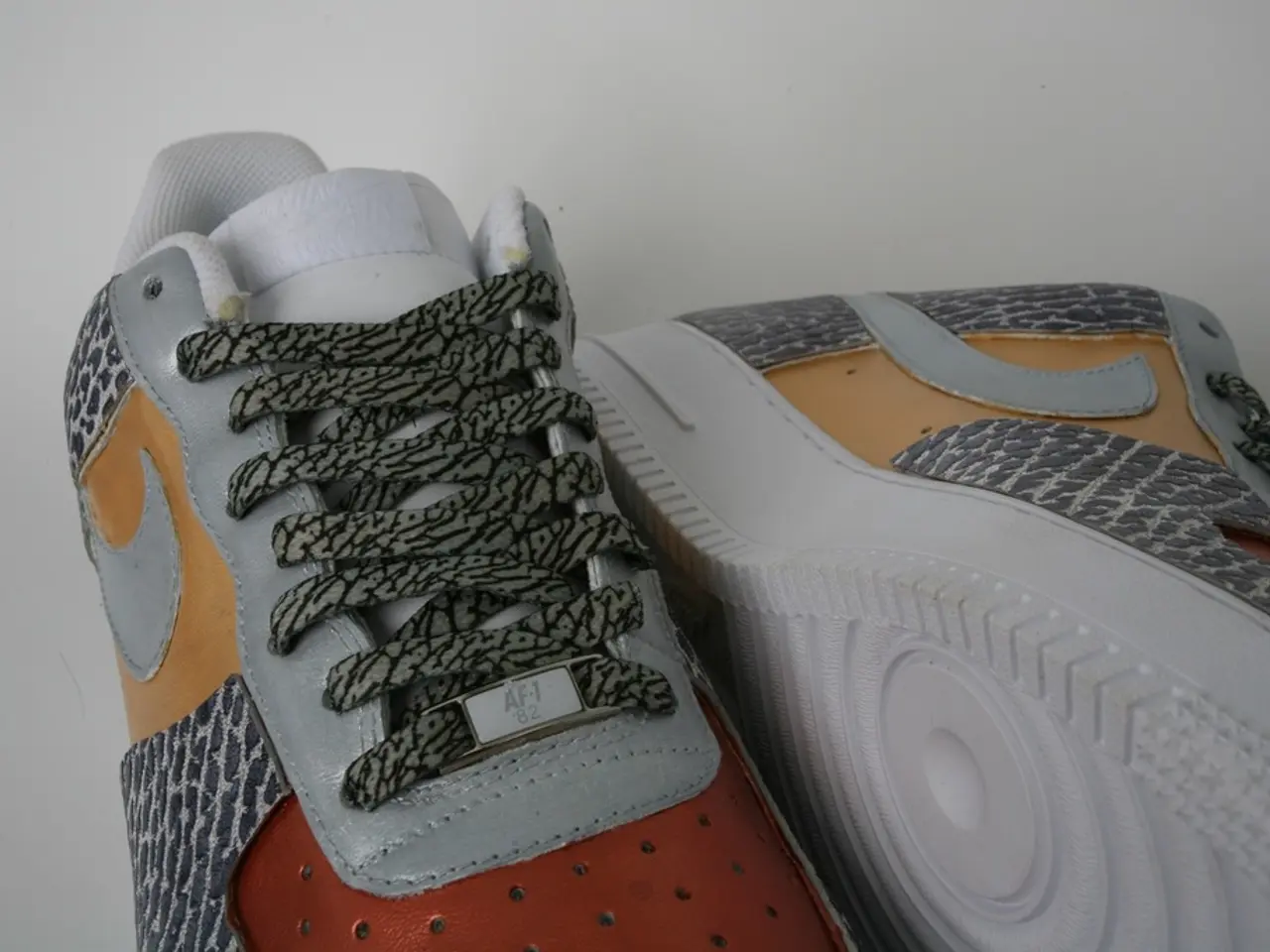 In this image there are pair of shoes in the middle.