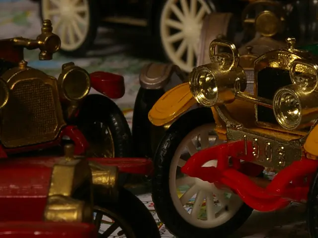 In this image, we can see some toy cars.