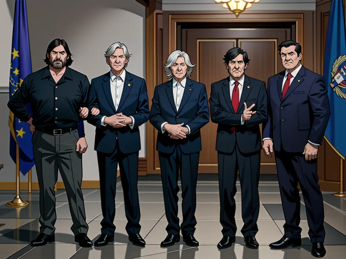 At the LXV Mercosur Summit in Montevideo, Uruguay, on December 6, Argentina's President Javier Milei, alongside Uruguay's President Luis Lacalle Pou, European Commission President Ursula von der Leyen, Brazil's President Luiz Inacio Lula da Silva, and Paraguay's President Santiago Pena, line up for the group photograph.