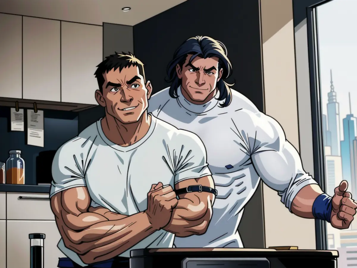 Couple with pleasant expressions gazing at laptop conjointly in the kitchen.