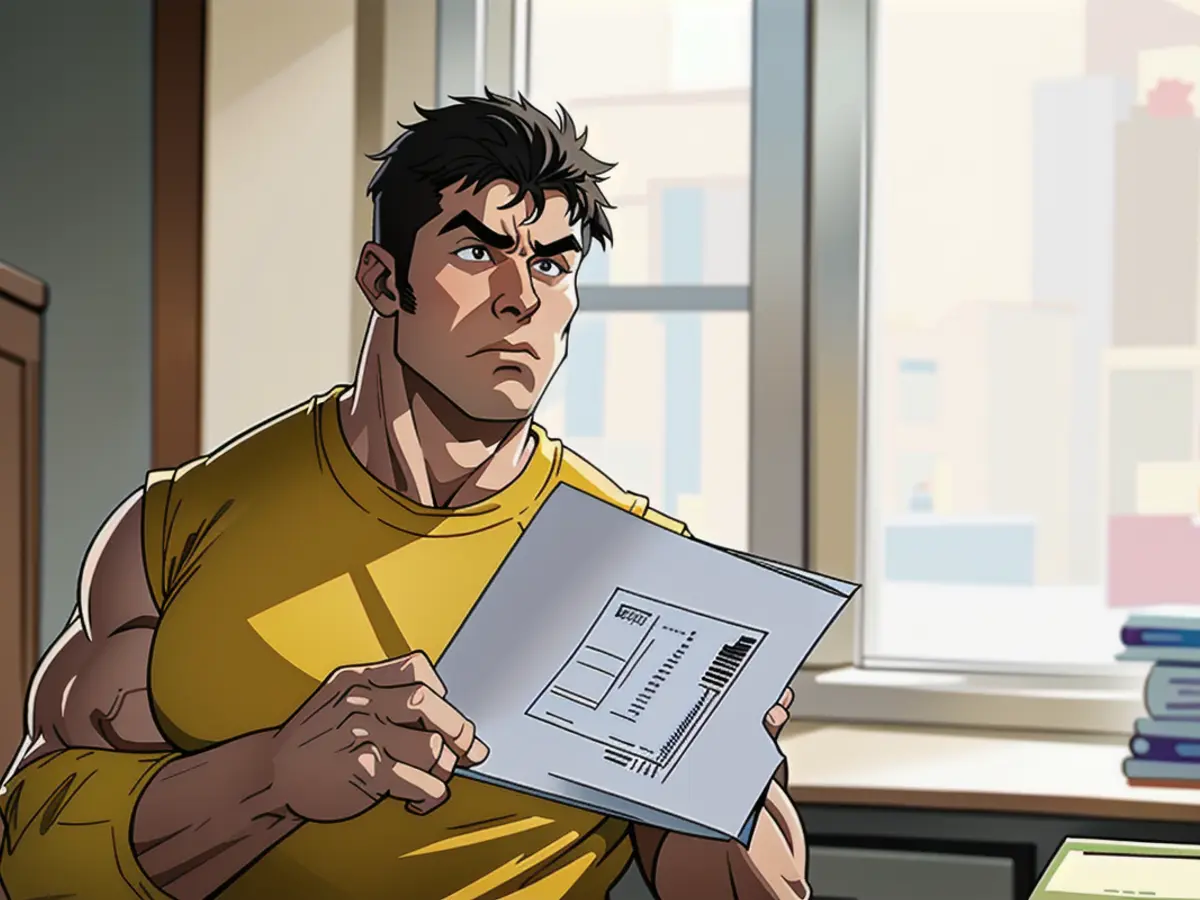 An individual clutching papers.