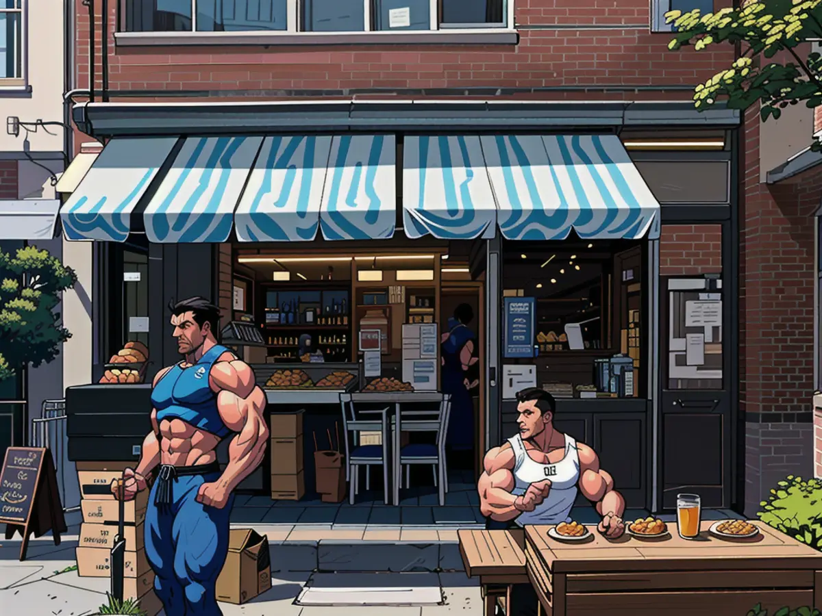 Individuals enjoy alfresco dining at Bread Furst in Washington DC, on a Saturday.