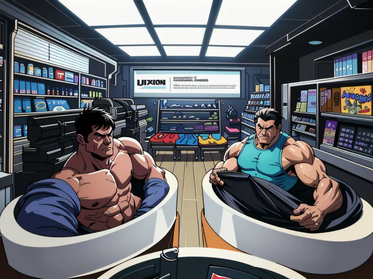 Subject in image: Bare-knuckle boxing match between two sworn enemies, with bloodied faces and tense, volatile expressions. Struggles persist for Dax, with Siemens Healthineers under scrutiny, as investors monitor potential shifts in majority ownership.